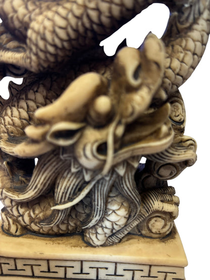 16408 - 7" Heavy Resin Faux Ivory Dragon Rising |Z-82|