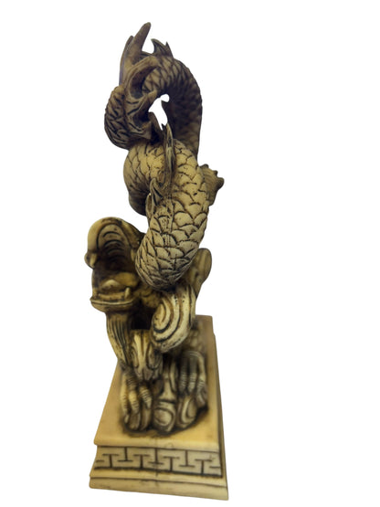 16408 - 7" Heavy Resin Faux Ivory Dragon Rising |Z-82|