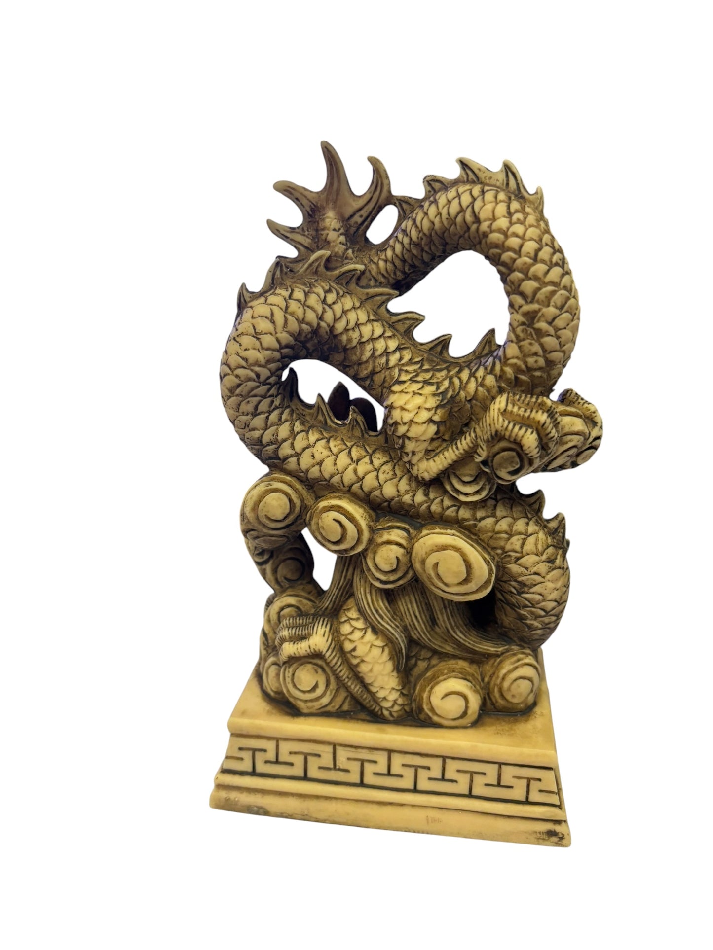 16408 - 7" Heavy Resin Faux Ivory Dragon Rising |Z-82|