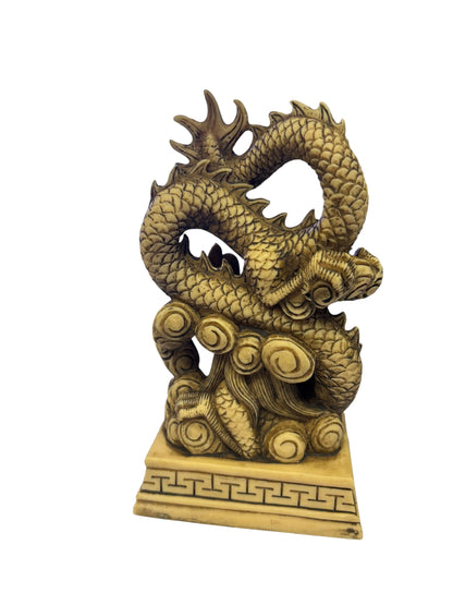 16408 - 7" Heavy Resin Faux Ivory Dragon Rising |Z-82|