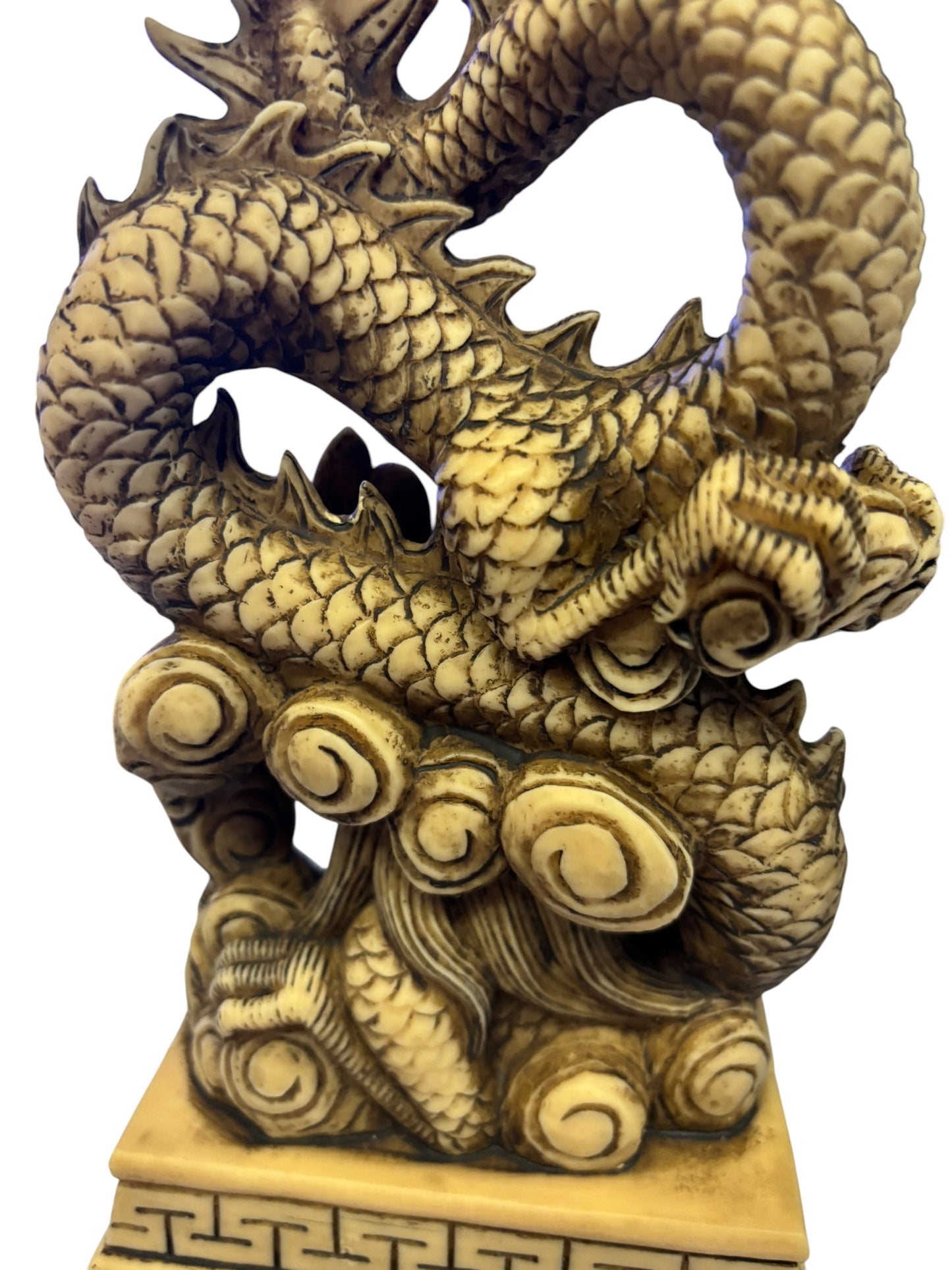 16408 - 7" Heavy Resin Faux Ivory Dragon Rising |Z-82|