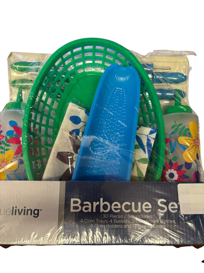 27919 - 30 Piece True Living BBQ Set - Corn Trays, Baskets, Condiment Bottles, Corn Holders And Basket Liners |8-16|