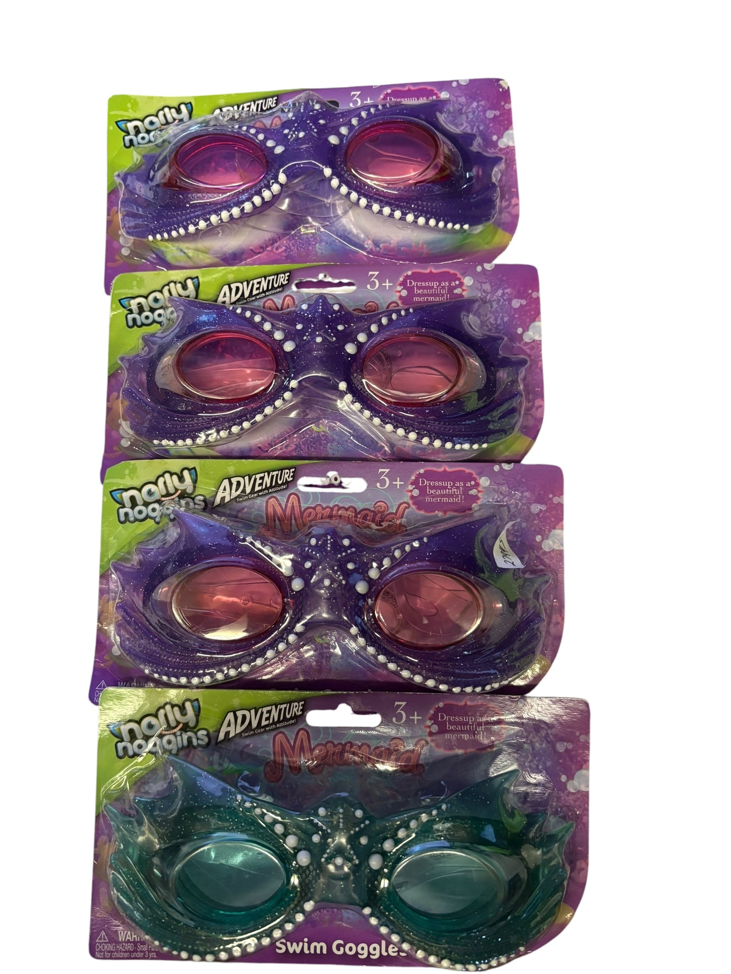 27945 - SET OF FOUR Stylish Summer Mermaid Swim Goggles for Children in Purple and Green Design |