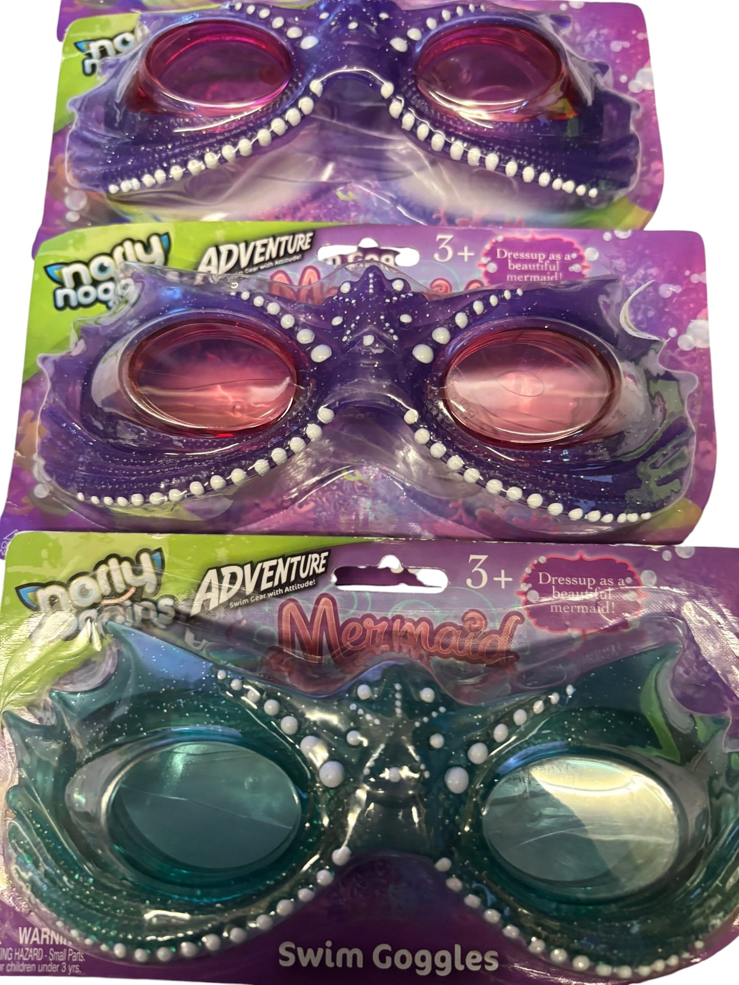 27945 - SET OF FOUR Stylish Summer Mermaid Swim Goggles for Children in Purple and Green Design |