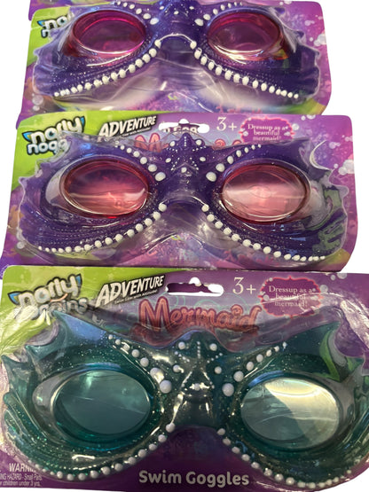 27945 - SET OF FOUR Stylish Summer Mermaid Swim Goggles for Children in Purple and Green Design |