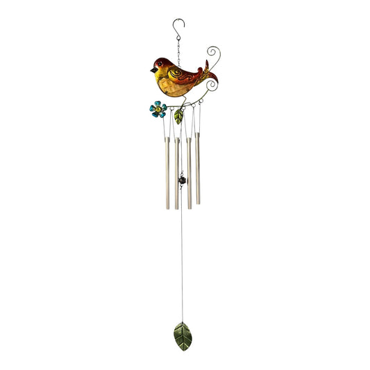 30388 - Metal Orange Bird w/ Glass Windchime 24.5” |G-4|