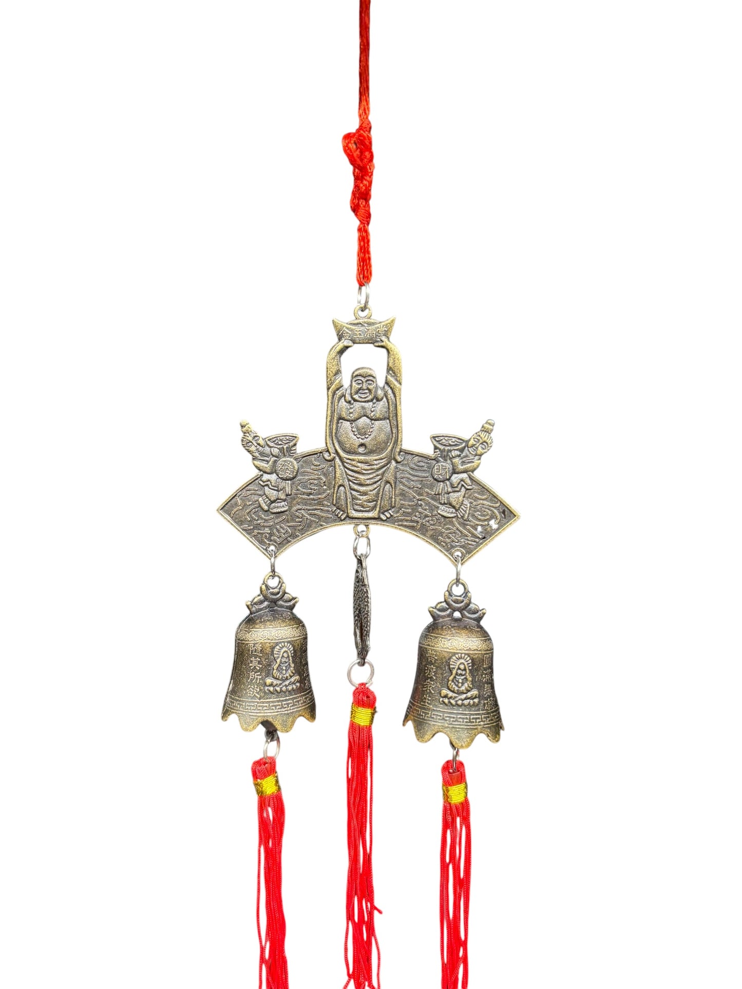 12539 -14" Buddha Prosperity Charm Wind Chime with Red Tassel |13-22|