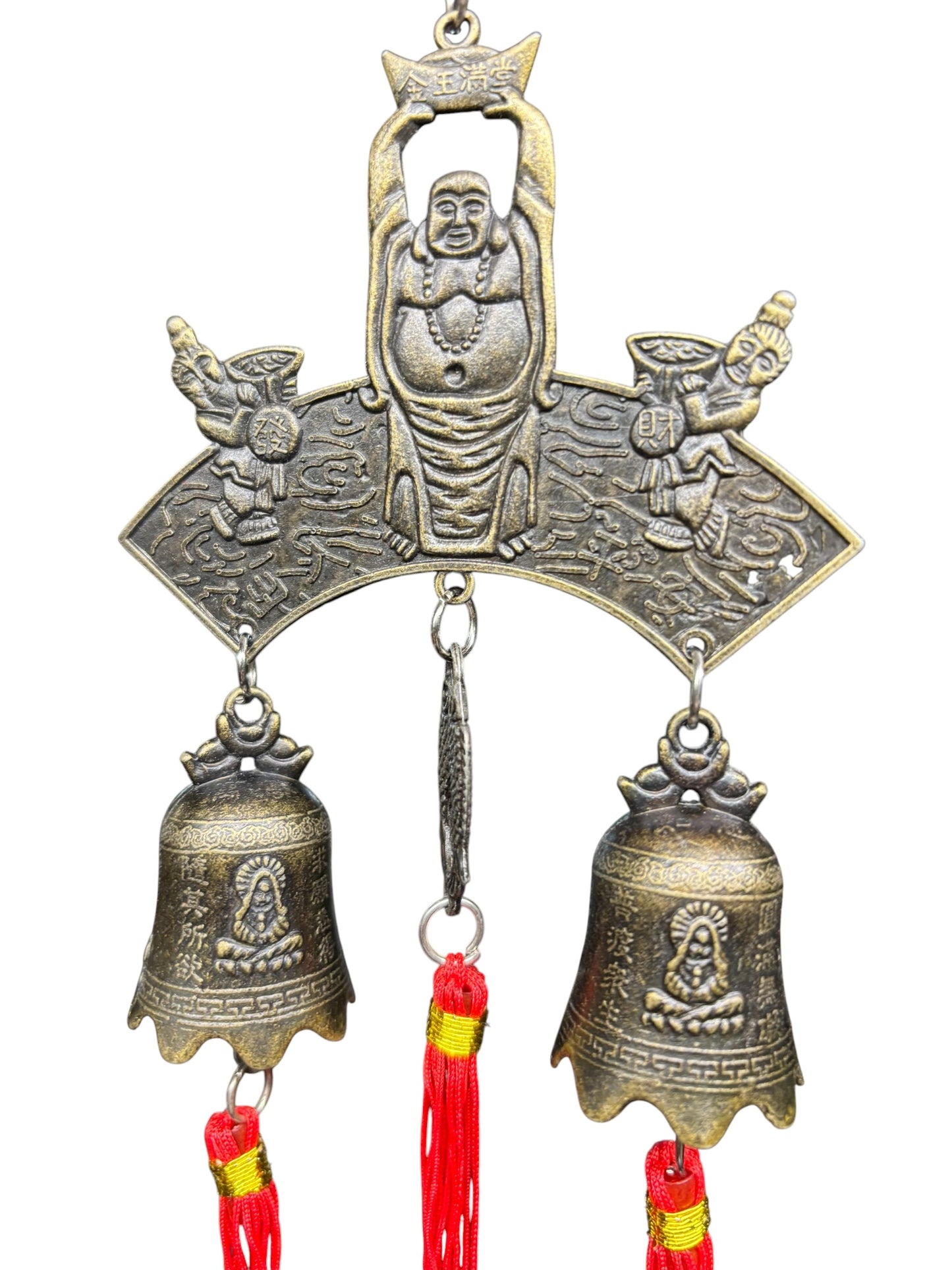 12539 -14" Buddha Prosperity Charm Wind Chime with Red Tassel |13-22|