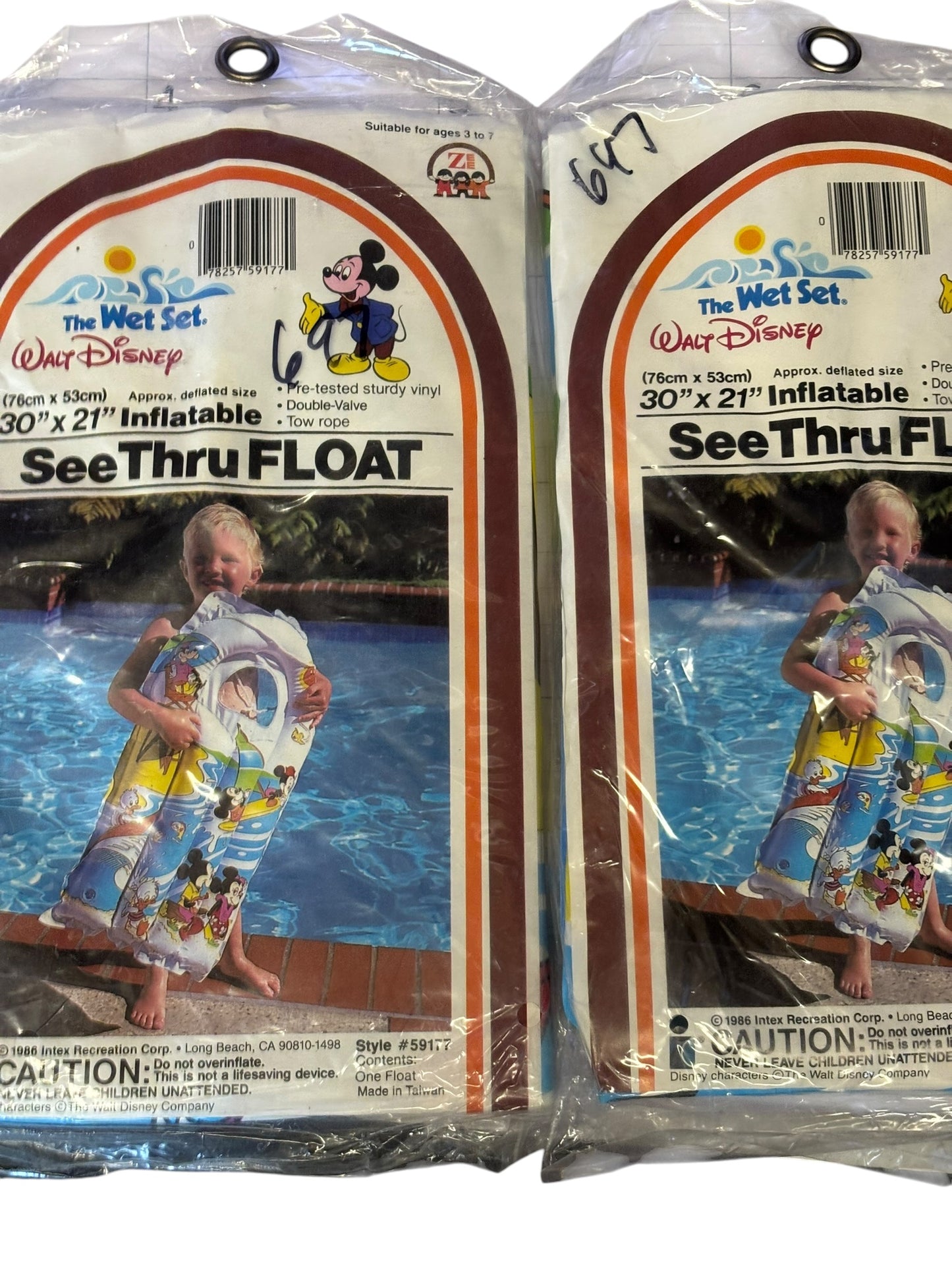 697 - Set of Two DISNEY MICKY MOUSE, DONALD DUCK See Thru Float 30"x21" Mickey Mouse |12-25|