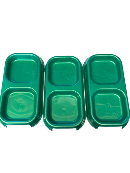 39972-Plastic Double Diner Pet Bowls 9 inch Green 3-Pack |2-16|
