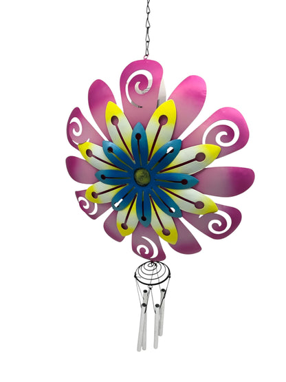 31109 -30029 -Blue Pink and Yellow Layered Metal Floral Garden Accent 21" Outdoor Patio DecorationTBD|  |G-11|