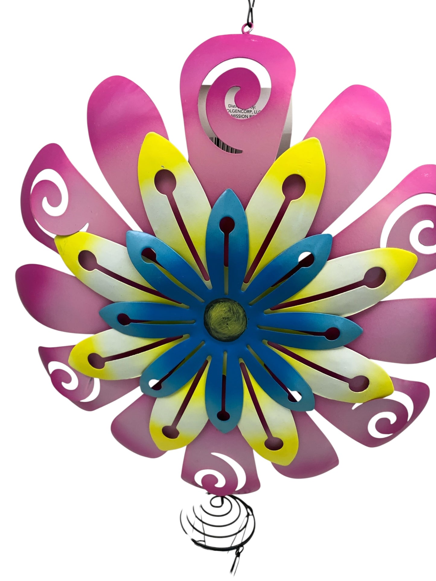 31109 -30029 -Blue Pink and Yellow Layered Metal Floral Garden Accent 21" Outdoor Patio DecorationTBD|  |G-11|