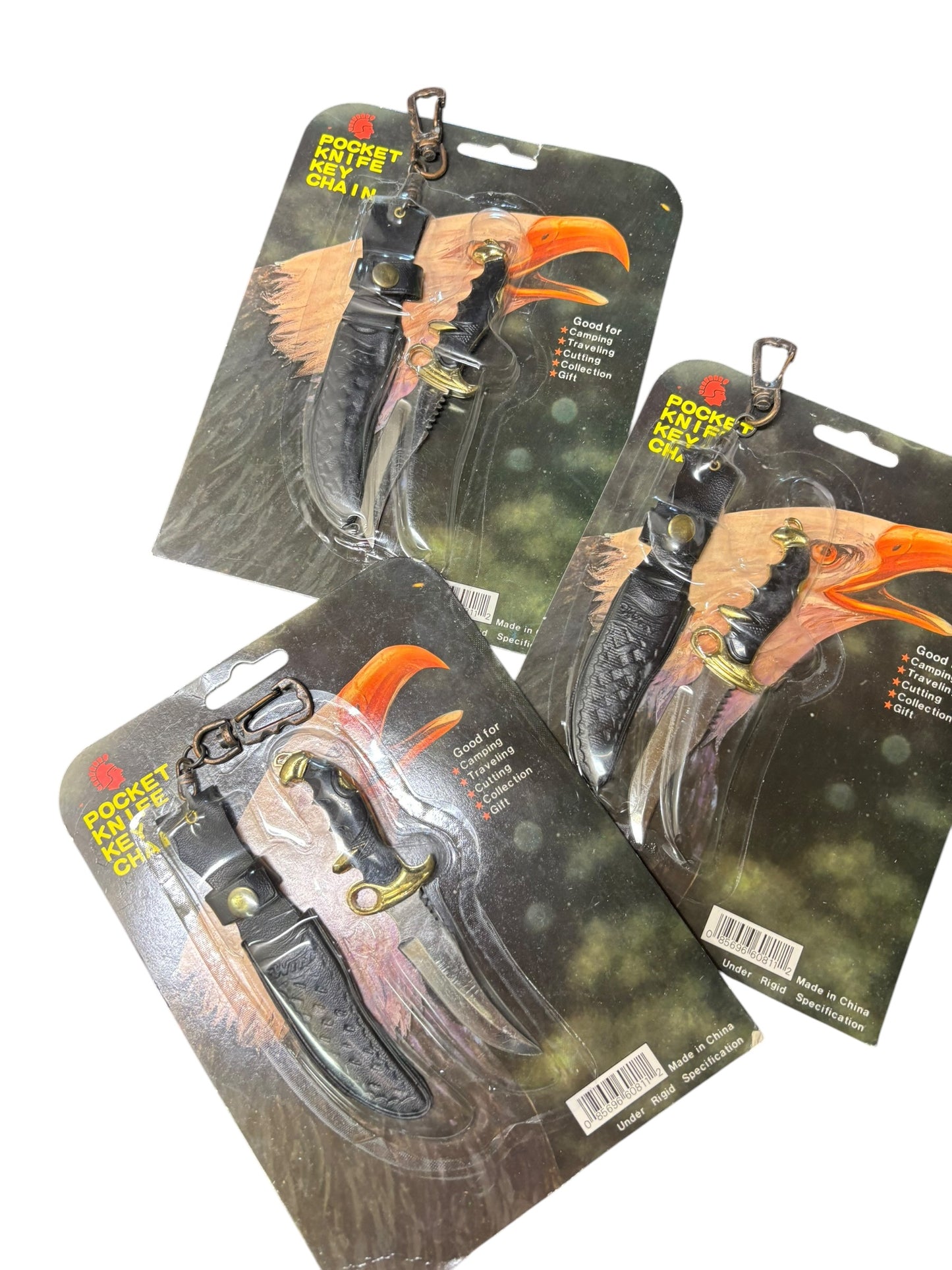 3925 -Set of Three 4.5" Knife Keychain w/Sheath |89|