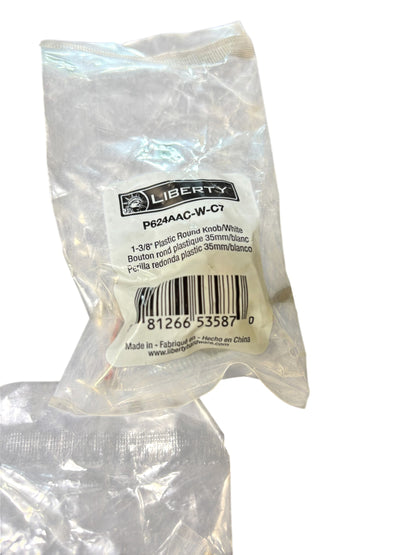 24777 - 5 Pack Round White Knob |11-12|