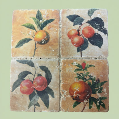 14690- Italian Fruit Tiles 7.5x7.5" Set of Four |12-25|