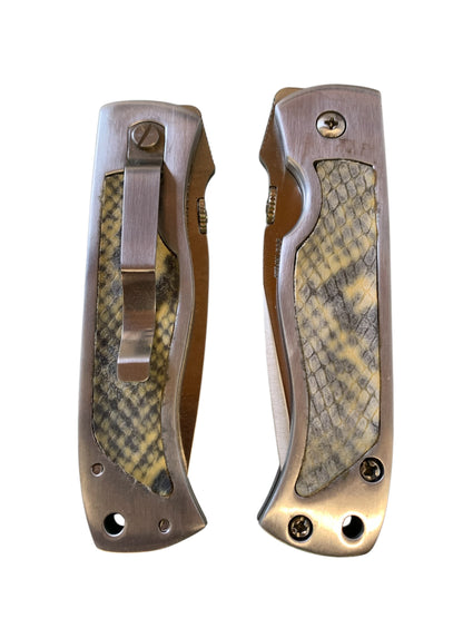 9598 - Set of Two 8" Folding Snake Print Knife |85|