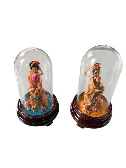 8257 - 3" Assorted Color Geisha with Glass Dome Set of 2 |X-46|
