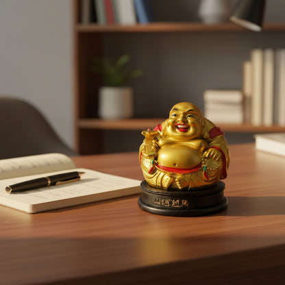 8955 - 4" Round Golden Buddha - w/Bead |Bu-03|sent for prep CL