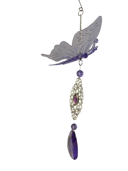 22504 - BUY ONE GET ONE FREE 12" Purple Butterfly Windcharm |G-8|
