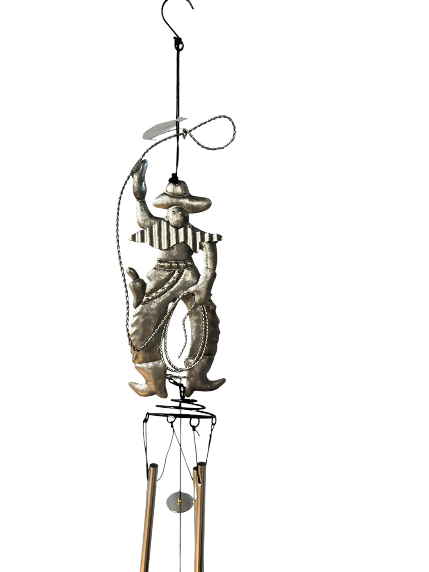 29751 - 32" Metal Texas Windchime w Silver Cowboy |G-7|