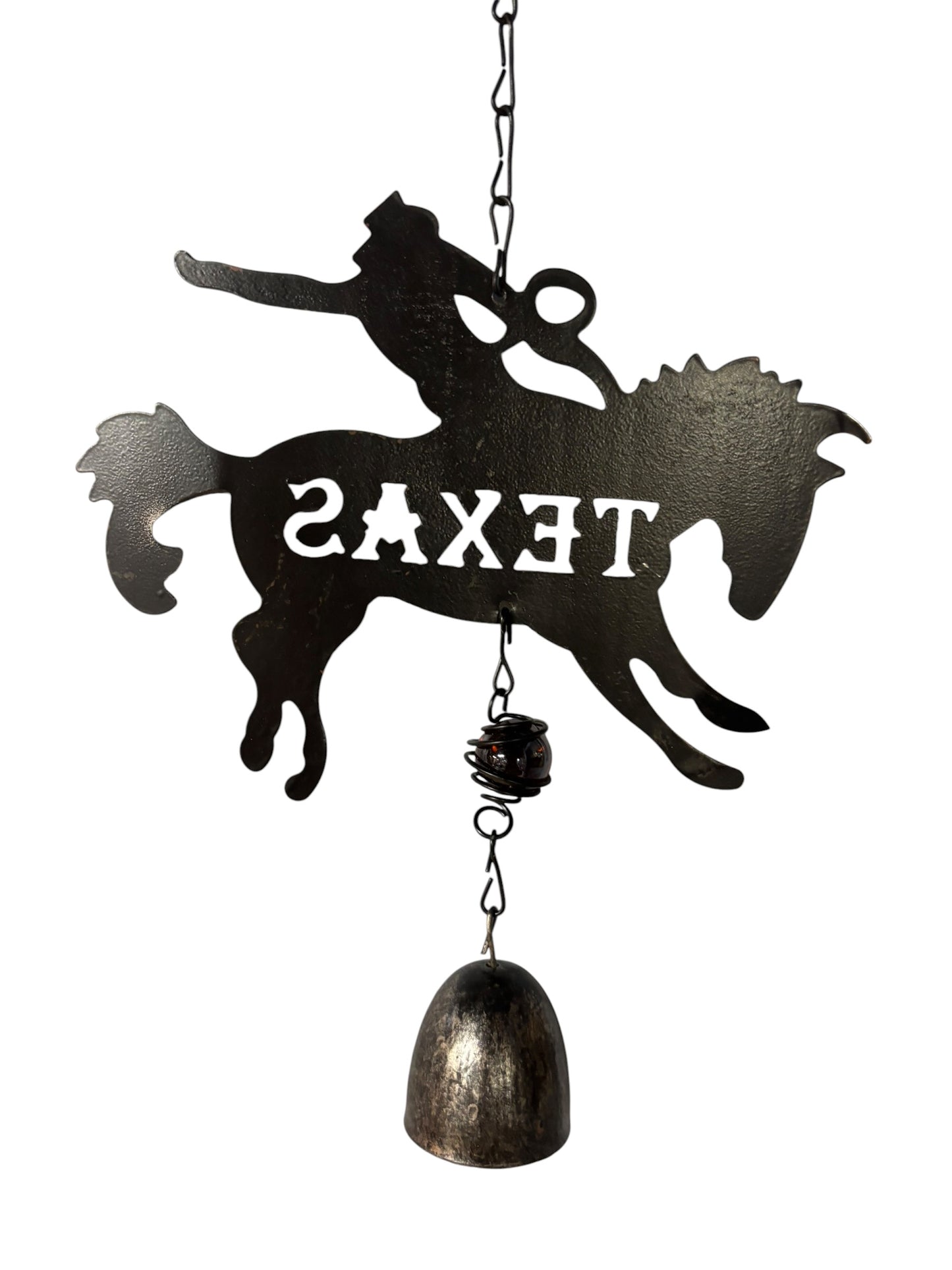 29758 - 10-Inch Metal Texas Bronco Rider Windchime |G-7|