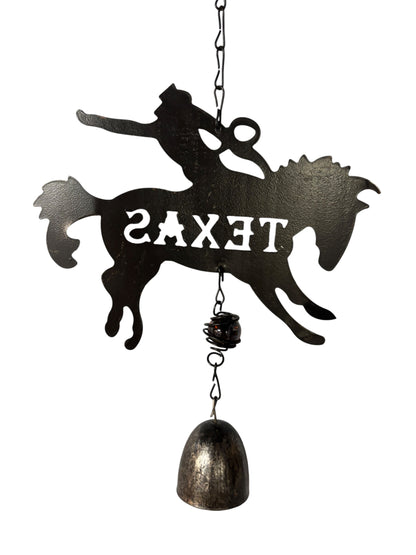 29758 - 10-Inch Metal Texas Bronco Rider Windchime |G-7|
