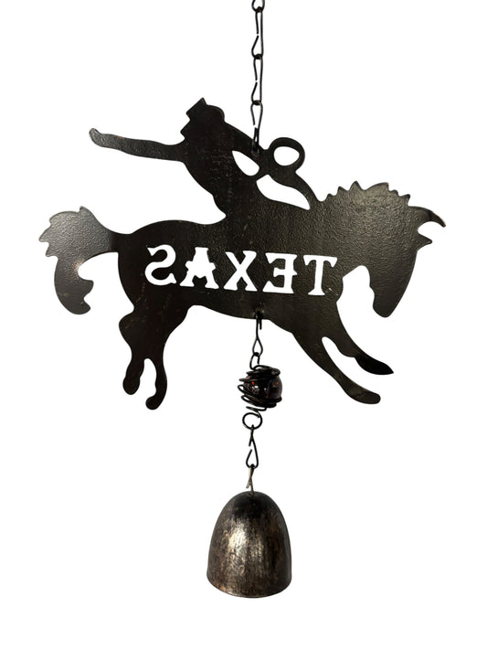 29758 - 10-Inch Metal Texas Bronco Rider Windchime |G-7|
