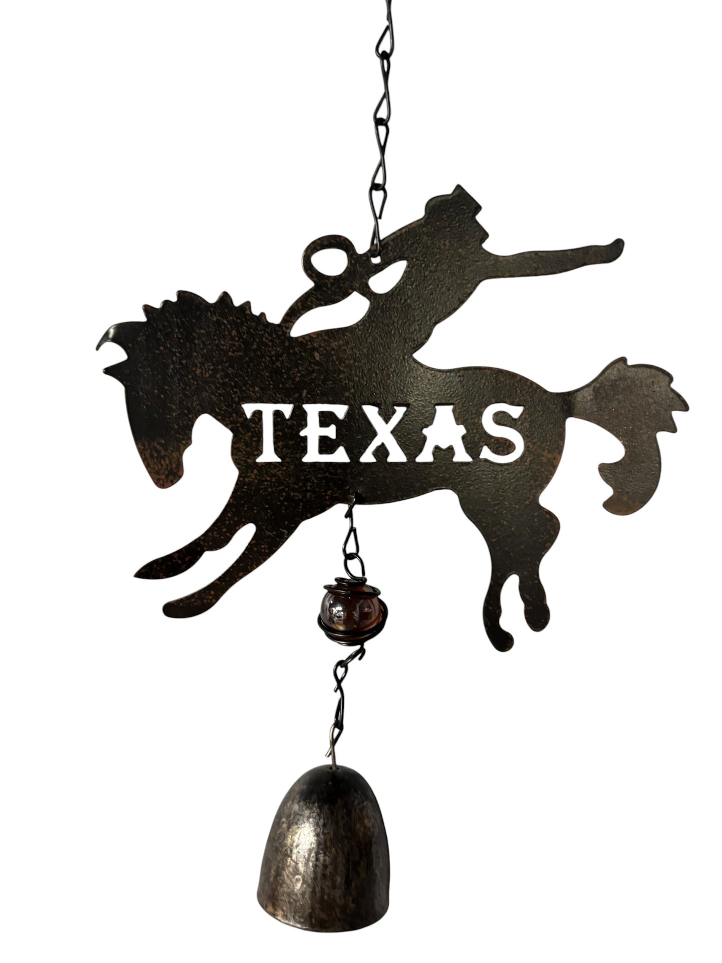 29758 - 10-Inch Metal Texas Bronco Rider Windchime |G-7|