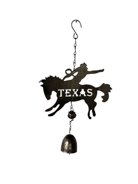 29758 - 10-Inch Metal Texas Bronco Rider Windchime |G-7|