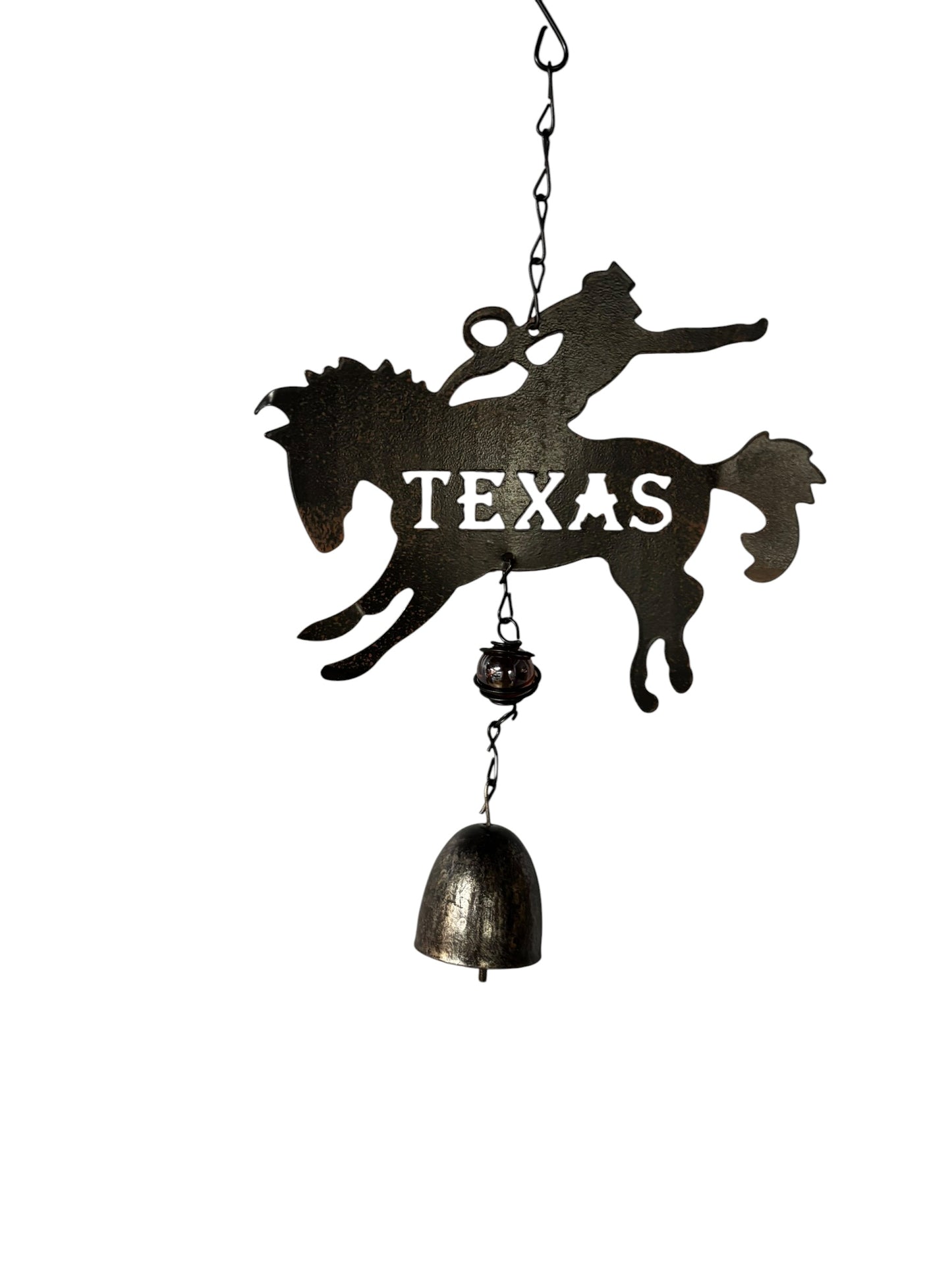 29758 - 10-Inch Metal Texas Bronco Rider Windchime |G-7|