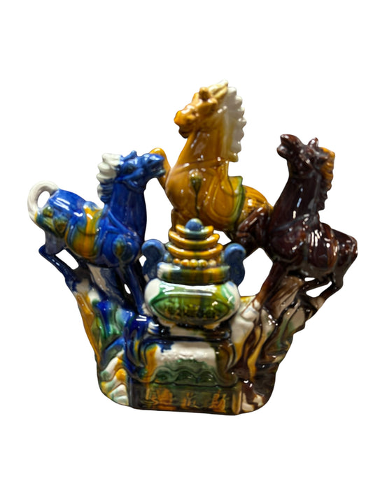 8030 - 13" Ceramic 3 Tang Horses - Over Urn Year of the Horse |TBD|