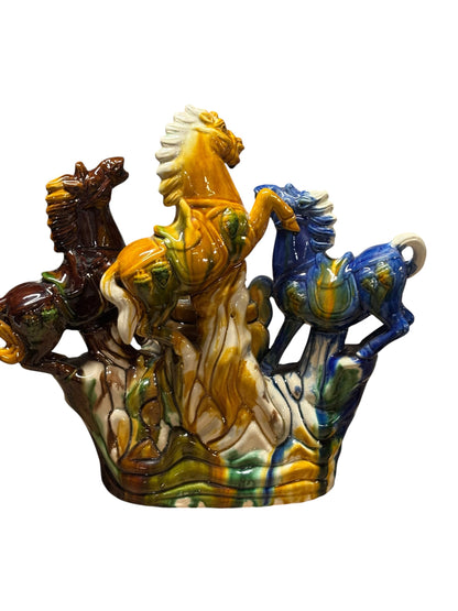 8030 - 13" Ceramic 3 Tang Horses - Over Urn Year of the Horse |TBD|
