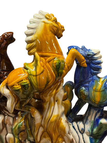 8030 - 13" Ceramic 3 Tang Horses - Over Urn Year of the Horse |TBD|