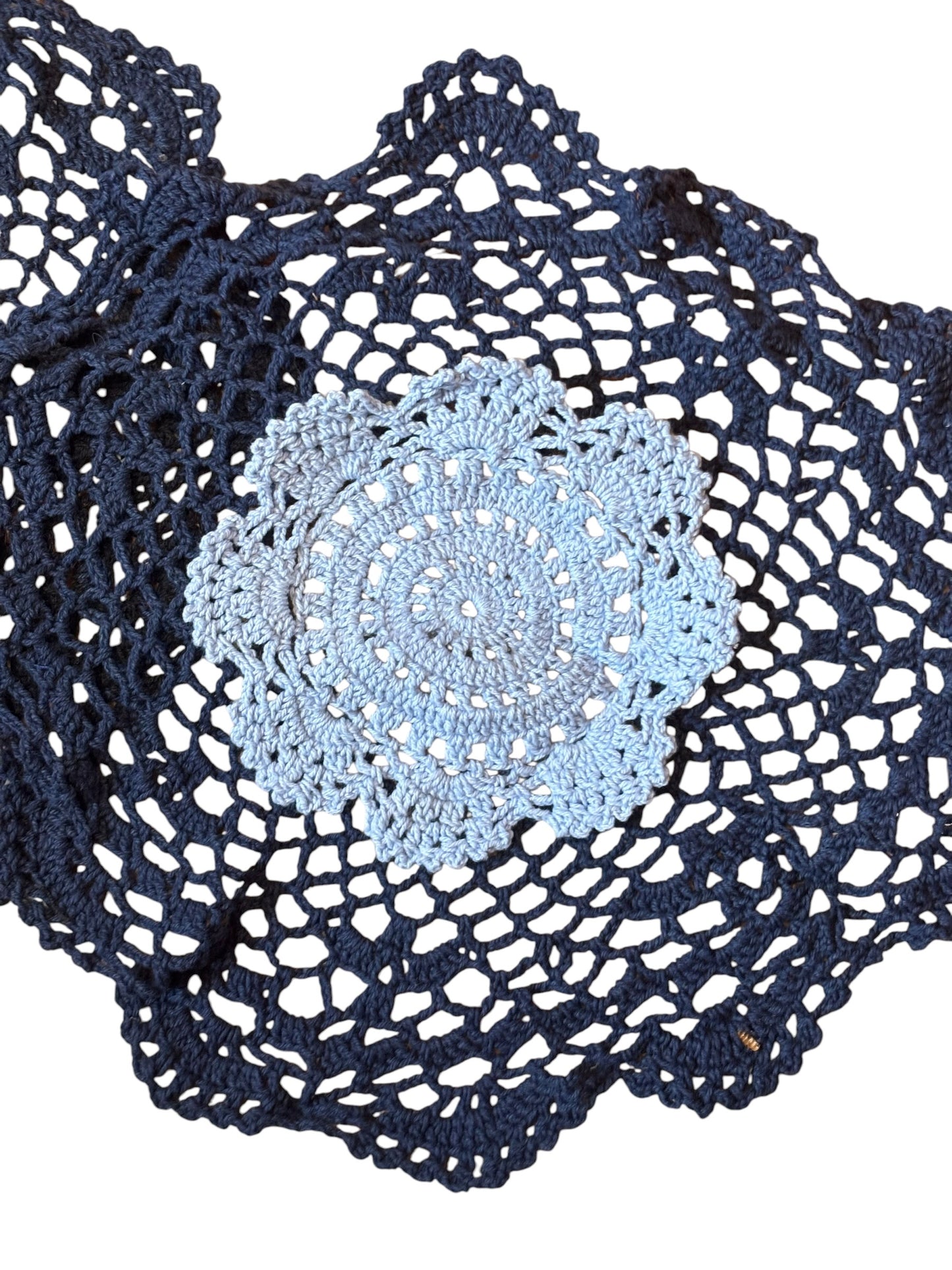 15885 - SET OF TWO HAND MADE 10"Two Color Blue 100% COTTON Doily Crochet - [TBD]