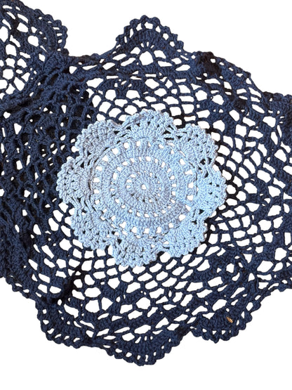 15885 - SET OF TWO HAND MADE 10"Two Color Blue 100% COTTON Doily Crochet - [TBD]