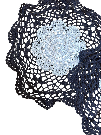 15885 - SET OF TWO HAND MADE 10"Two Color Blue 100% COTTON Doily Crochet - [TBD]