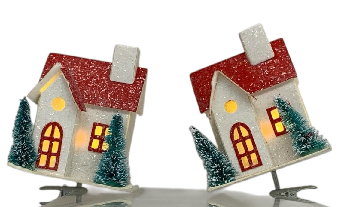 27883 - Set of Two White Clip On Lighted House 4" |TBD |
