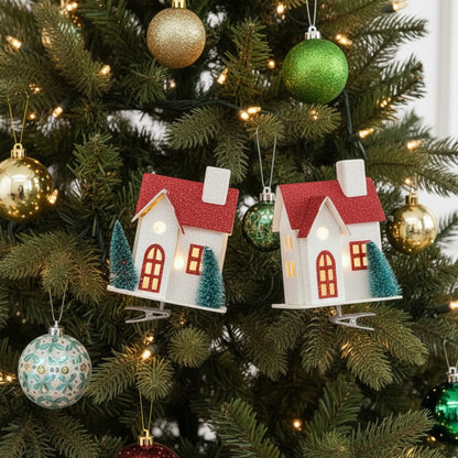 27883 - Set of Two White Clip On Lighted House 4" |TBD |