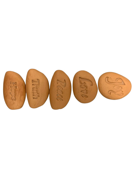 602 - 3-Inch Set of 5 Encouragement Stones – Handmade Clay |2-24|