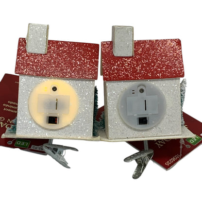 27883 - Set of Two White Clip On Lighted House 4" |TBD |