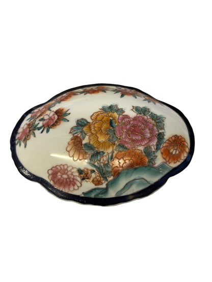 12637 - Vintage - 6" Satsuma Oval Trinket Box |F-15|