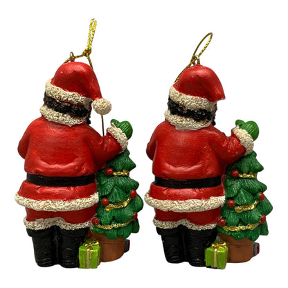 48356 - Charming Black Santas With Tree and Presents 3.5" Set of Two |TBD|