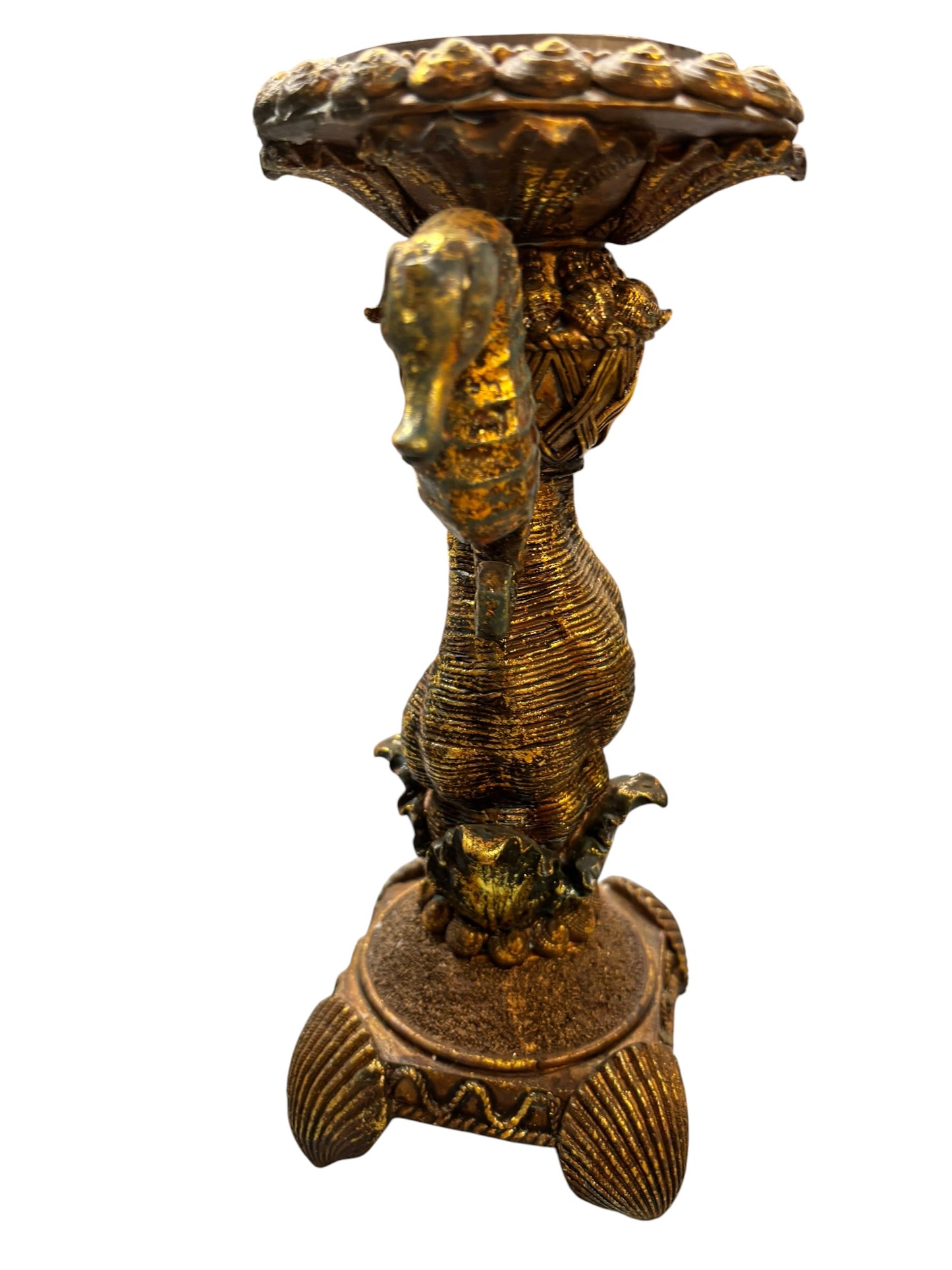 15778 - 10" Pair Neptune SEAHORSE Candle Holders - [BH- C/ FR-1 in store 9]
