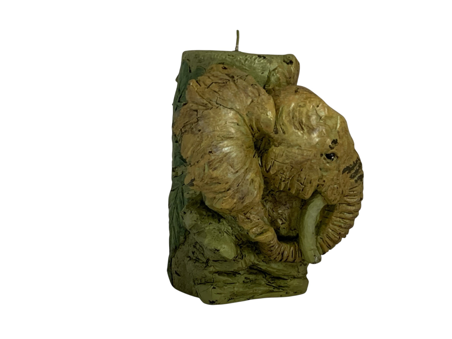 13266 -Decorative 6-Inch Elephant Candle with Botanical Foliage |TBD|