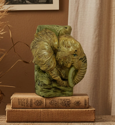 13266 -Decorative 6-Inch Elephant Candle with Botanical Foliage |TBD|