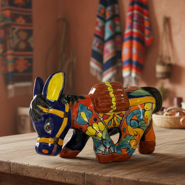 26716 - Authentic Hand-Painted Mexican Talavera Burro 12 Inch |TBD|