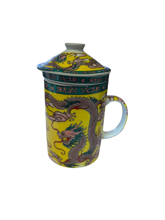 16287 - Buy One Get One Free Tea Coffee Cup With Strainer Dragon and Phoenix 5" |13-27|8-14|
