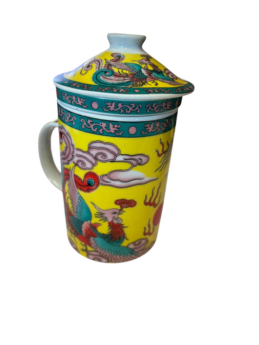 16287 - Buy One Get One Free Tea Coffee Cup With Strainer Dragon and Phoenix 5" |13-27|8-14|