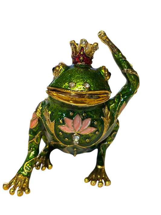 14240 - 4" Metal Frog Box Jeweled |17-30|