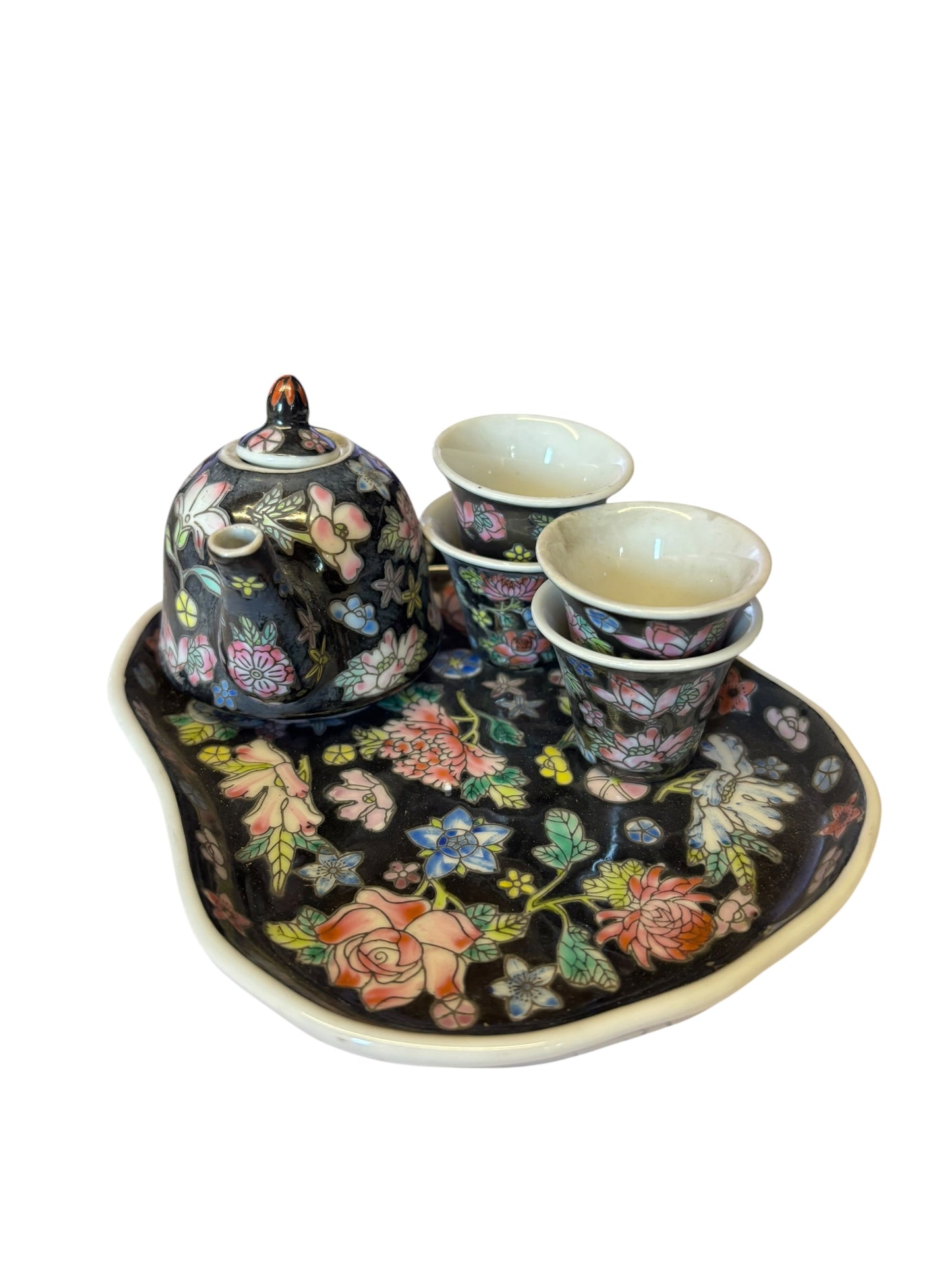 20312 - Black 5 Pc Tea Set W Tray Kids 7" |A-11|